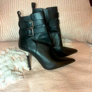 Michael Kors Leather Zip Ankle High Heeled Boots
